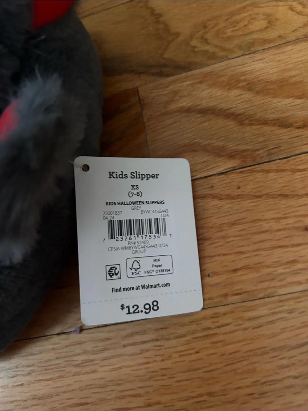 Plush Gray and Red Bat Slippers for Small Pets - Cozy Indoor Footwear